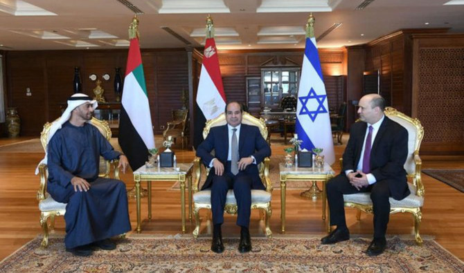 エジプトのシーシ大統領は紅海のリゾート地でUAE、イスラエルのトップと会談した。(提供:エジプト大統領府)