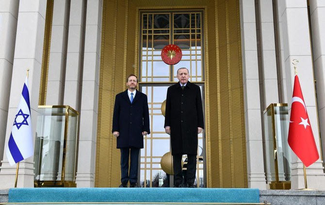 イスラエルのイツハク・ヘルツォグ大統領は小雪がちらつき始める中、首都アンカラのトルコ大統領宮殿に到着した。（@Isaac_Herzog/ GPO）