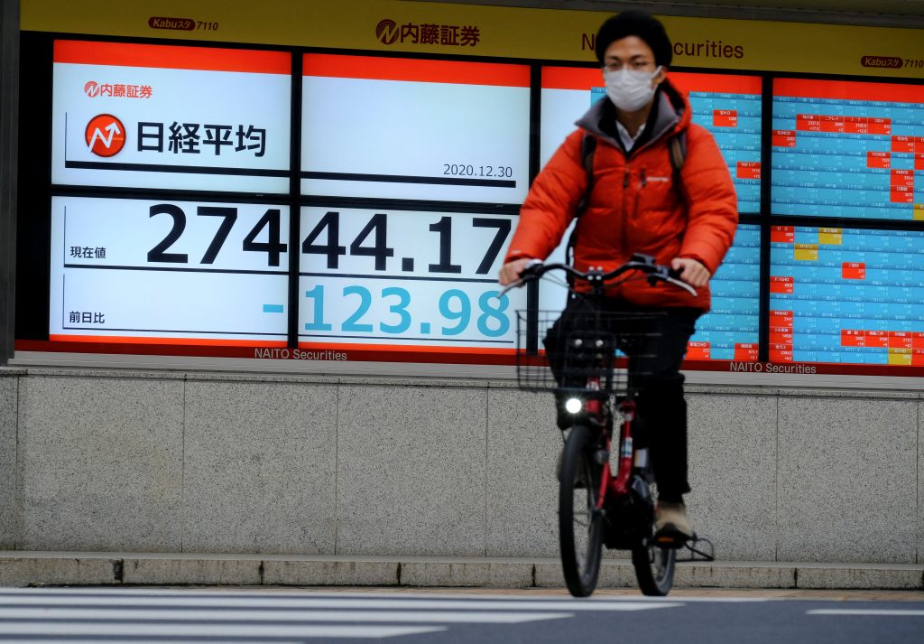 日経平均株価は1.7%高の25,762.01で終了した。（AFP）