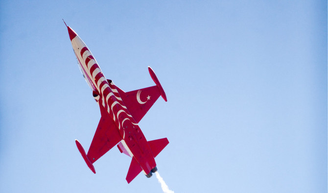 ニコシア北部で実演を行うトルコ軍機。(AFP 資料、写真)