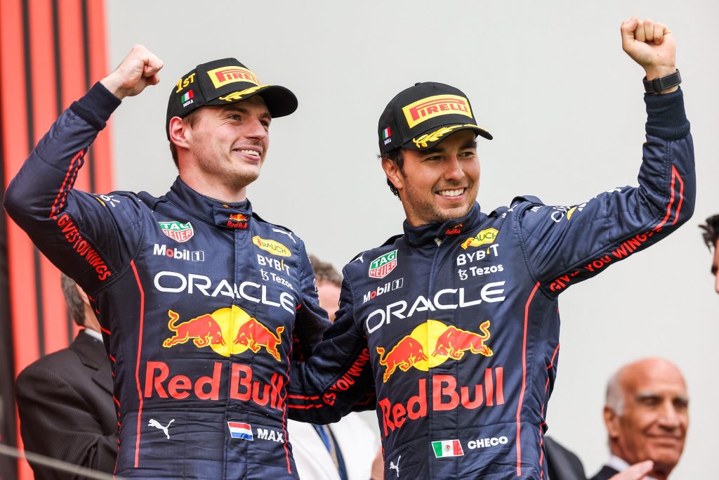 株式会社ホンダ・レーシング（HRC）の技術サポートを受けたオラクル・レッドブル・レーシングのドライバーのマックス・フェルスタッペンが優勝し、セルジオ・ペレスが2位となった。（提供）