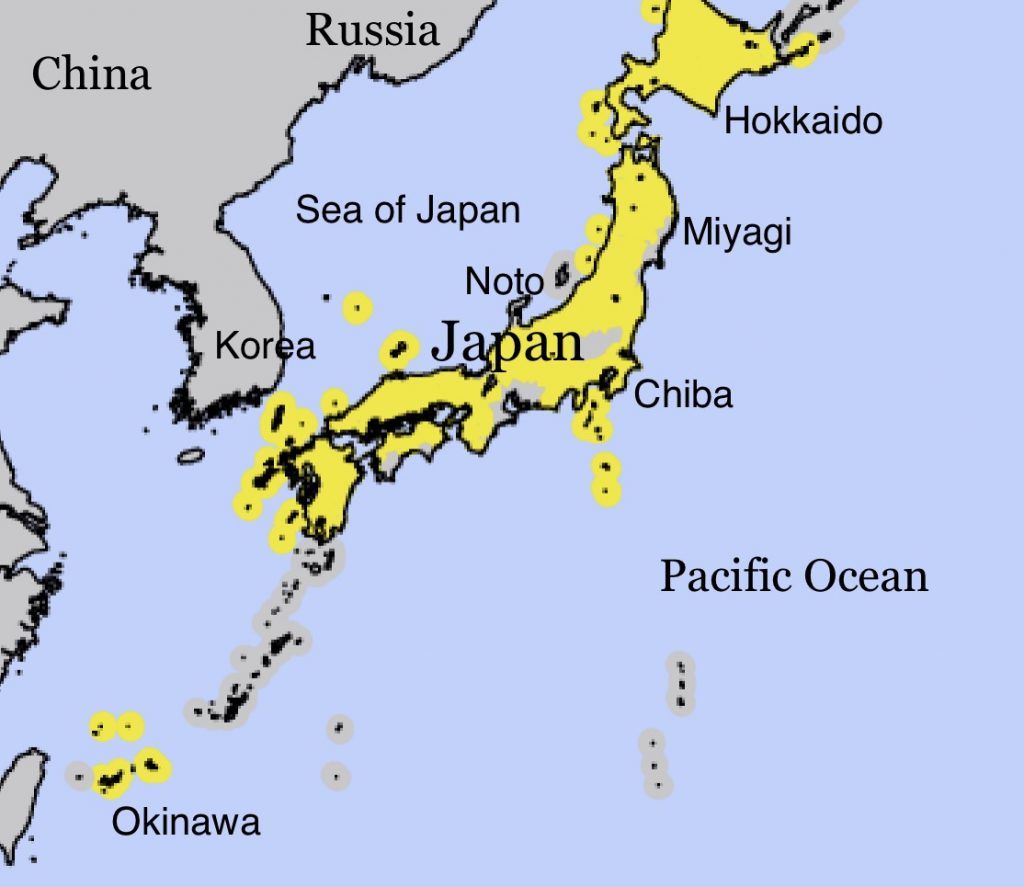 日本列島で相次ぐ地震