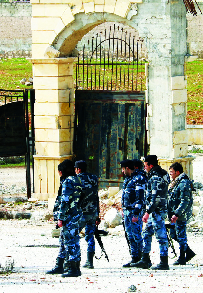 パトロール中のシリア治安部隊。2020年、アレッポ州。（Twitterの写真）