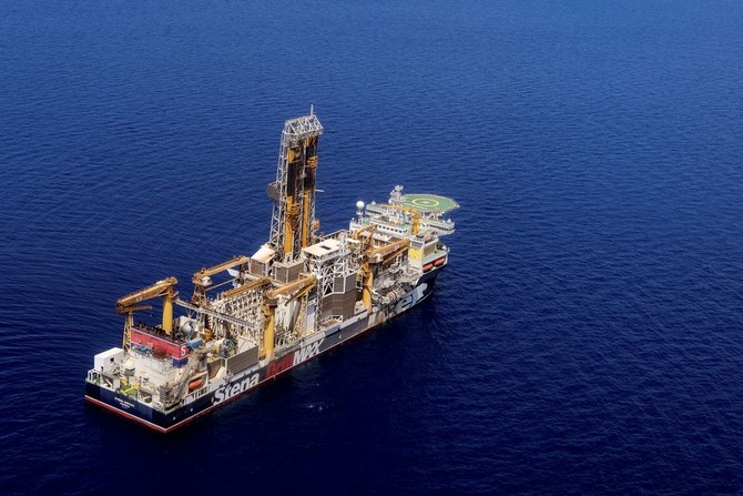 2022年5月9日、東地中海カリシュ天然ガス田に到着したエナジアンの掘削船（ロイター）