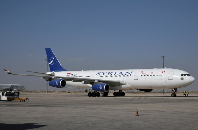 ダマスカス国際空港で撮影されたシリア航空のエアバスA340-300。SANAが2020年10月1日にシリアで公開した資料に収録。（SANA/ロイター経由の資料）