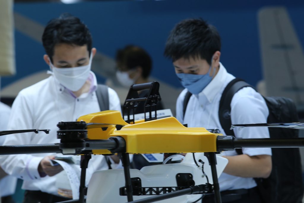 6月21日から23日にかけて東京近郊の幕張メッセで166の出展者が一同に会すドローン専門展「Japan Drone 2022」が開催され。(ANJP Photo)