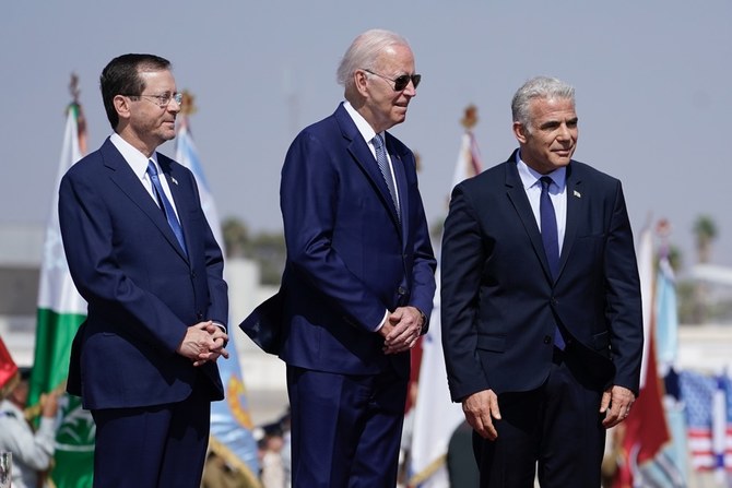 バイデン氏の訪問を受け、米国とイスラエルの戦略的パートナーシップに関する共同宣言「エルサレム宣言」の策定が進められるだろう、とイスラエル政府関係者は話した。(AFP)