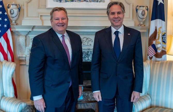 米国のマイク・ハマー・アフリカの角担当特使とアントニー・ブリンケン国務長官。(ツイッター写真)