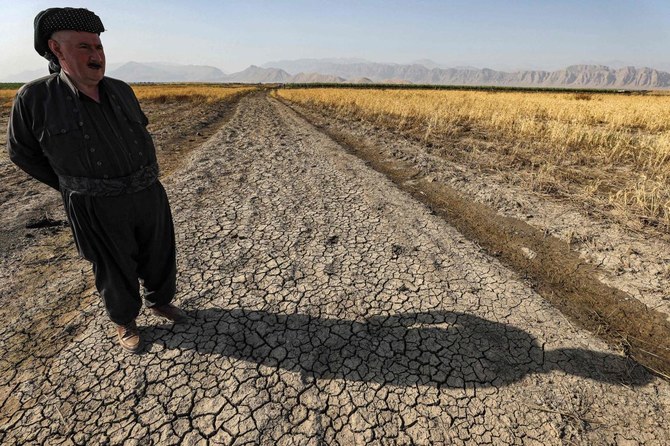 ドゥカンダムの貯水量は昨年に比べて60%減少し、イラクは農業に割く面積を半分に減らさざるを得なくなった。（AFP）
