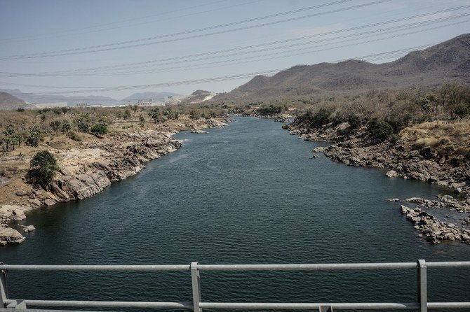 エチオピアのグバにある大エチオピア・ルネッサンス・ダムから流れるナイル川。（AFP）