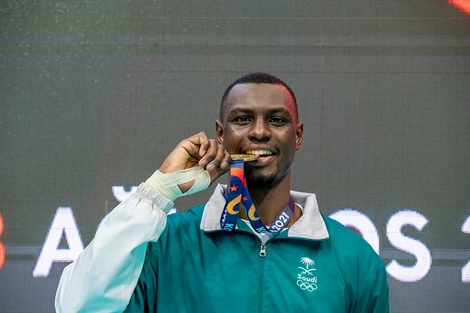 トルコで開催されたイスラム諸国競技大会でサウジアラビアに金メダルをもたらした空手のタレク・ハムディ選手。（提供写真/SOPC）