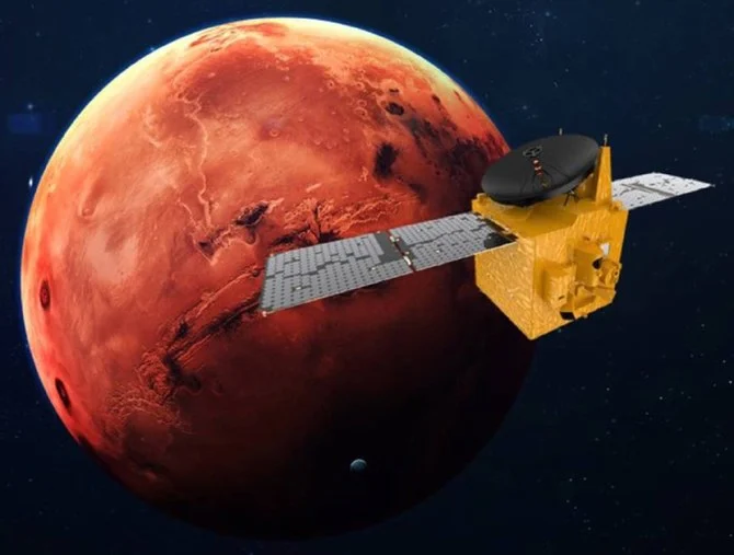 陽子オーロラは、エミレーツ・火星紫外線分光器「EMUS」が撮影した画像から発見された。（国営エミレーツ通信社）