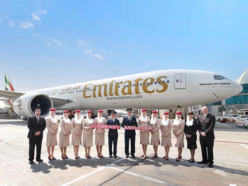 エミレーツ航空は2020年10月に初めて日本行きの航空便を就航した。（ツイッター： @emirates ）