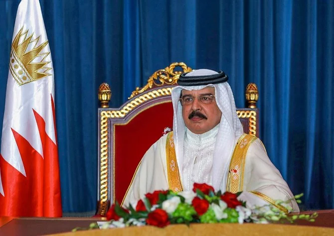 演説をするバーレーンのハマド・ビン・イサ・アル・ハリファ国王（2020年9月）。（資料写真/AFP）