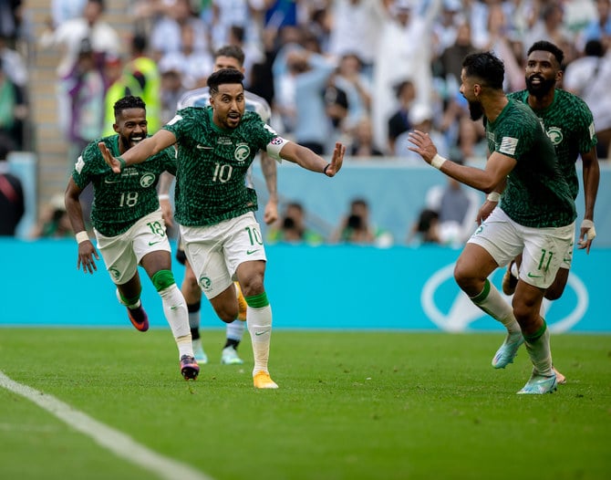 サウジアラビアは火曜、2度の優勝を誇るアルゼンチンを2対1で破りW杯史上最大級の番狂わせを起こし、リオネル・メッシ率いるアルゼンチンに衝撃を与えた（AN写真/バシール・ サレハ)