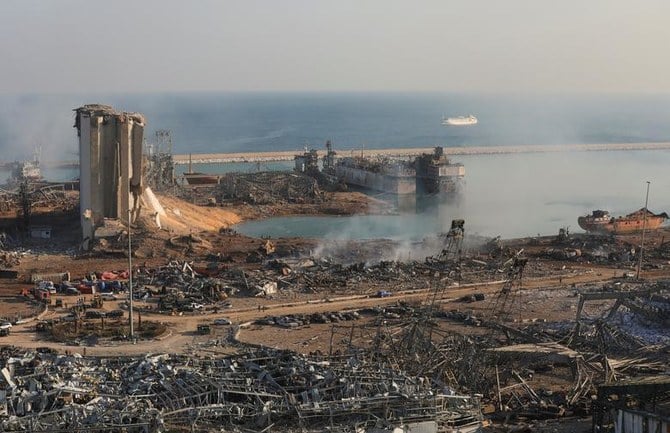 レバノンのベイルート港周辺で起きた爆発事故の現場の被害状況を示す全体図。 (ファイル/ロイター)