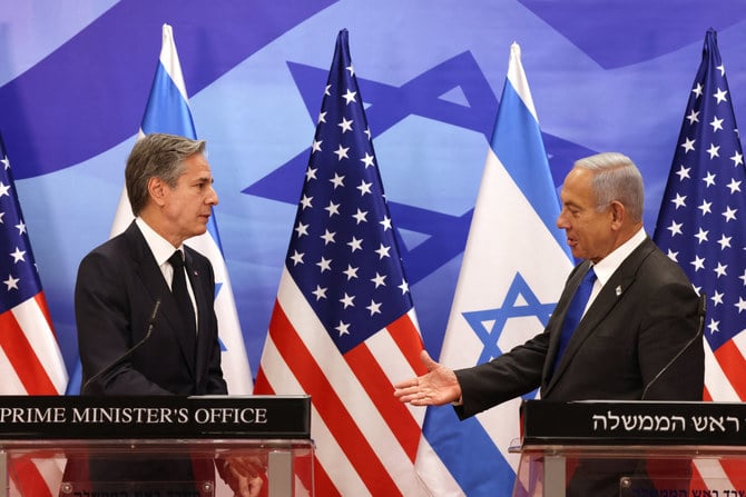 共同記者会見を開く米国のアントニー・ブリンケン国務長官（左）とイスラエルのベンヤミン・ネタニヤフ首相。2023年1月30日、エルサレム。（AFP）