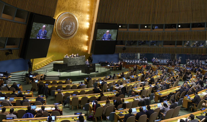 オマーン国連常駐代表のモハメド・アル・ハッサン氏は、国連加盟国は平和的手段によって紛争を解決しなければならず、国際関係において武力の行使や威嚇を避けることを定めた国連憲章第2条を強調した。（AP）