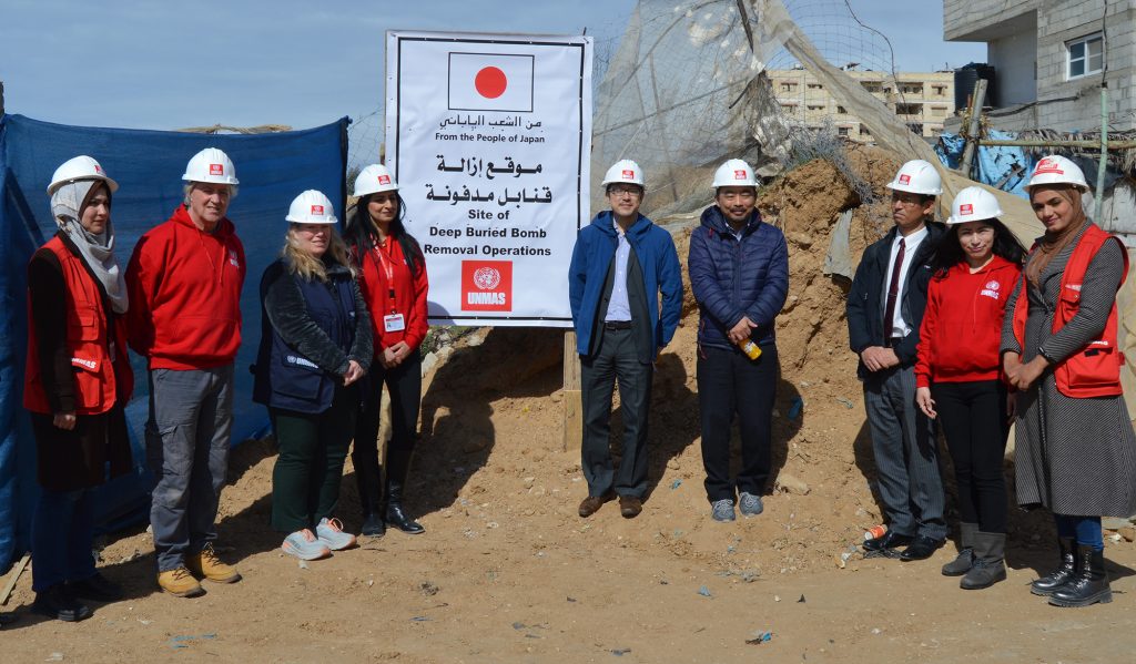 日本は2015年からUNMASを通してパレスチナにおける人道的地雷除去を支援してきた。（ツイッター： @UNMAS ）