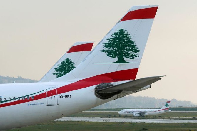 ベイルート・ラフィク・ハリリ国際空港のエプロンで駐機しているレバノンのミドル・イースト航空旅客機。レバノン。2020年2月16日。(ロイター通信)
