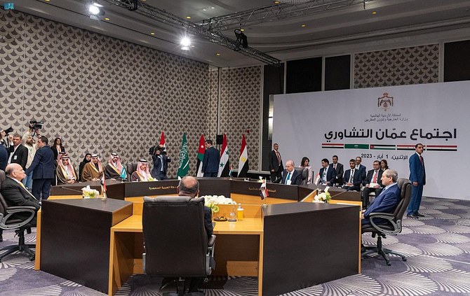 この誓約は、サウジアラビア、エジプト、イラク、ヨルダンの外相、およびシリアのファイサル・ミクダード外相がアンマンで行った歴史的に重要な会議でなされた。（SPA）