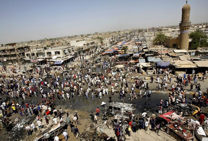  2006年にバグダッドのサドルシティ地区の人の多い市場で爆発し少なくとも60人の死者を出した自動車爆弾。（AFP）