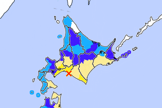 マグニチュード6.2の地震が日本の最北端の本土である北海道を揺らした。（気象庁）