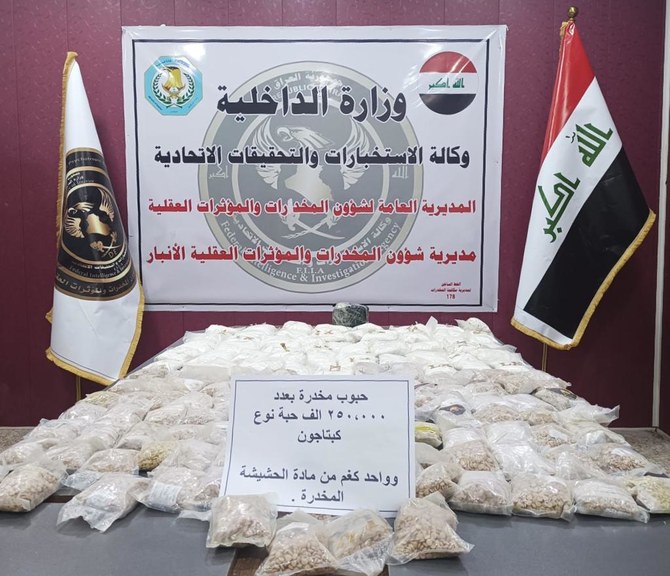 イラクは長い間カプタゴン取引の中継国であったが、当局によれば、違法薬物の消費者市場になりつつあるという。（Twitter: @socialmoigoviq）
