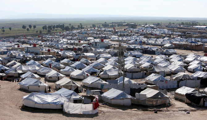 2019年4月2日のシリア・ハサカ県アルホル難民・避難民キャンプの全景。（ロイター）