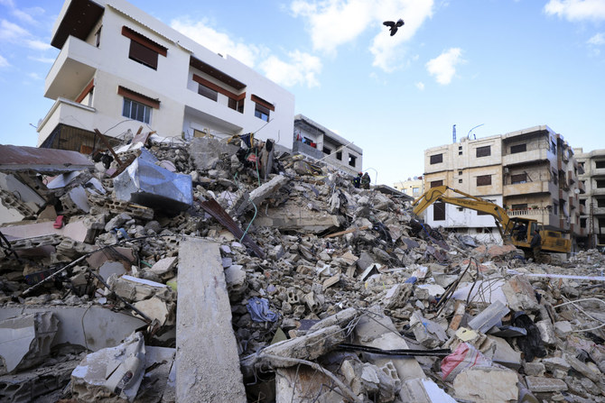 大地震の後の、シリアのラタキア県の町ジャブラの様子。2023年2月10日。（AFP）