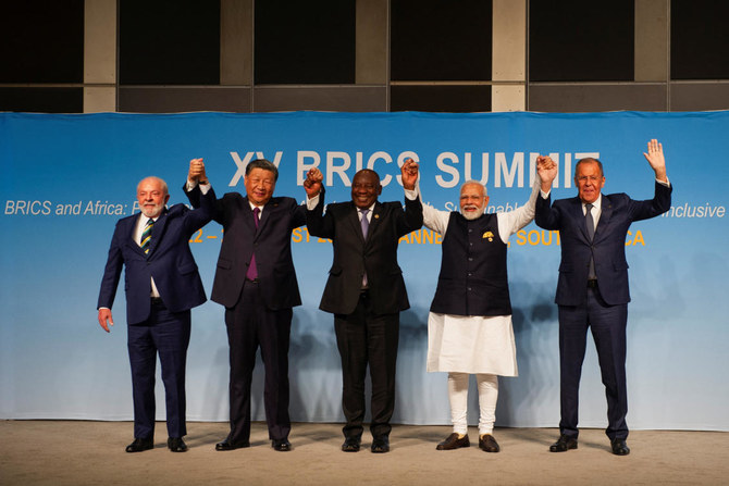 南アフリカで開催中の第15回BRICS首脳会議で、ビデオ通話で発言するロシアのウラジーミル・プーチン大統領。（AFP）