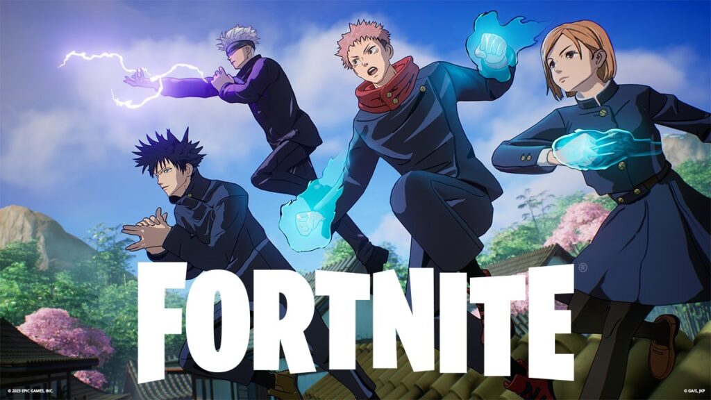「フォートナイト」に登場する「呪術廻戦」のキャラクターは、悠仁、恵、五条、野薔薇の4人となる。(フォートナイトYouTube)