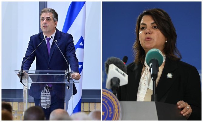 会談は、イスラエルのエリ・コーヘン外相とリビアのトリポリを拠点とする政府のナジュラ・マングーシュ外相の間で行われた。(ファイル/AFP)