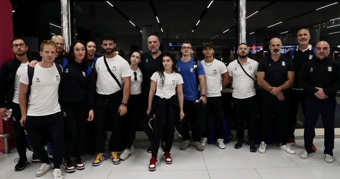 リヤドのキング・ハーリド国際空港に到着したイタリア代表チーム。（提供写真）