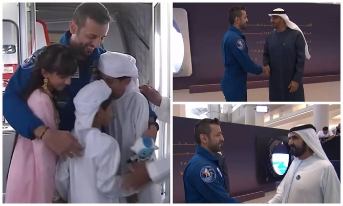 歴史を作ったUAEの宇宙飛行士スルタン・アルネヤディ氏は、18日に帰国し、英雄的な歓迎を受けた。（スクリーンショット/MBRSC）