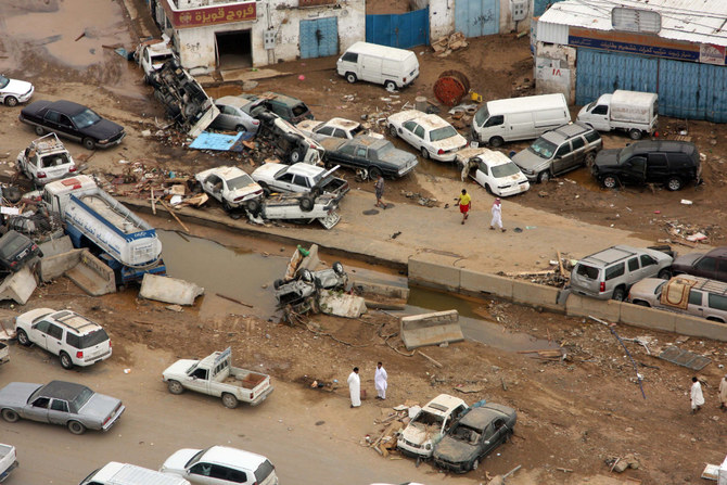2009年11月25日、鉄砲水に流された紅海に臨む都市ジェッダ。数時間に及ぶ異常な大雨で100人以上が死亡した。（ADP/資料写真）