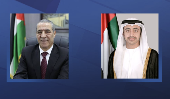 UAE外相は21日、アブダビでパレスチナ解放機構執行委員会の事務局長と会談した。(WAM)