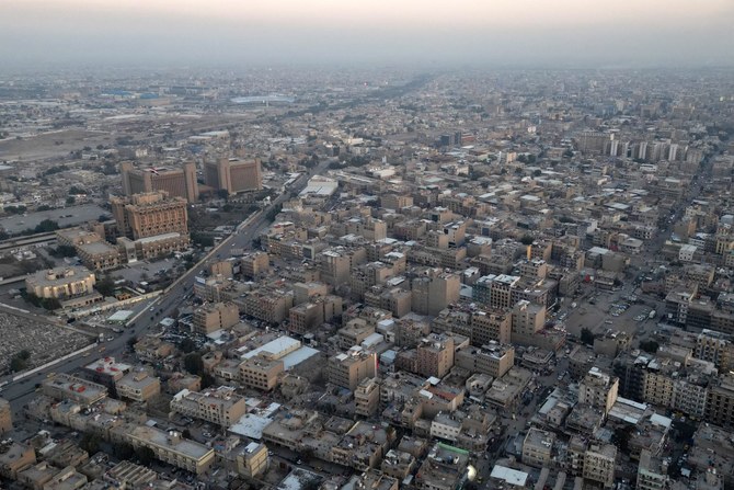 2024年1月1日に撮影された航空写真、イラクの首都バグダッドの建物と通り。