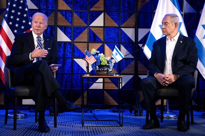 2024年1月19日、ジョー・バイデン米大統領はイスラエルのベンヤミン・ネタニヤフ首相に対して、将来のパレスチナ国家樹立の必要性について迫った。ガザ戦争の戦後処理計画をめぐる緊張が高まる中、両指導者は1カ月ぶりに会談した。（AFP）