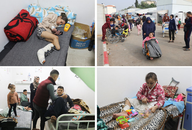 イスラエルの爆撃で負傷したパレスチナ人の子どもたちがガザ地区ラファの病院で治療を受けている。（ロイター写真）