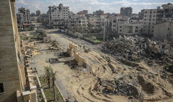2024年2月3日撮影の、イスラエル軍の砲撃で破壊されたガザ市内のハマド病院。（AFP／資料）