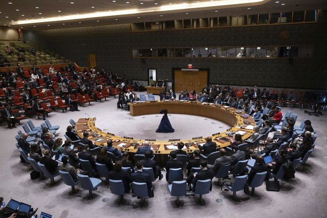 国連安全保障理事会に提出された新たな厳しい決議案は、すべての側が尊重する「恒久的で持続可能な停戦」につながる「即時停戦を要求する」もの。(AP）