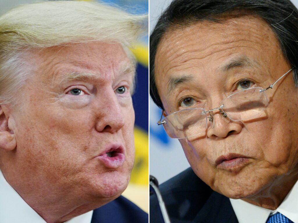 トランプ・麻生会談は、ジョー・バイデン米大統領と岸田文雄首相が軍事協力計画を発表した約2週間後に行われた。(AFP)