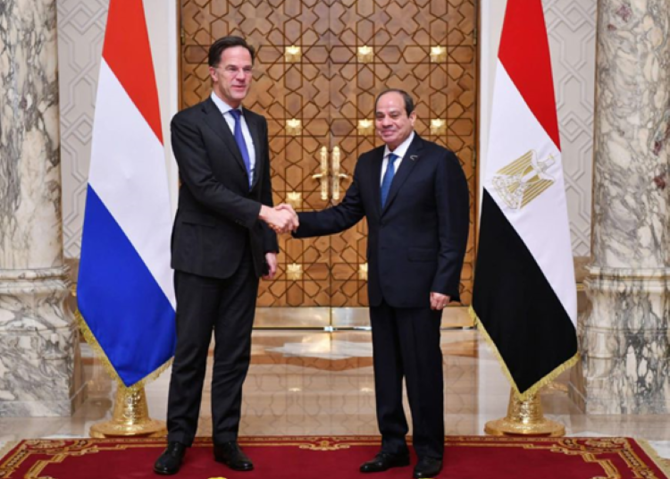 マーク・ルッテ首相とアブドゥルファッターハ・エルシーシ大統領。(エジプト国営通信）