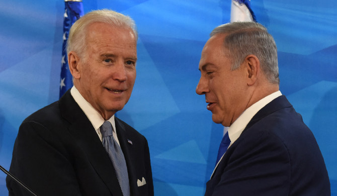 ジョー・バイデン米大統領とベンヤミン・ネタニヤフ・イスラエル首相。(AFP＝時事）