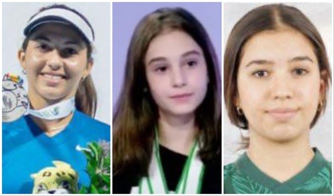 サウジアラビアの市民権を与えられた選手には、3人の女性が含まれている: フランスのテニスプレーヤー、メイサン・フセイン(左)、ムエタイファイターのタスニーム・アル・カサブ(右)、アメリカンフットボール選手のマリアム・アル・タミミ(右)。(ソーシャルメディア)