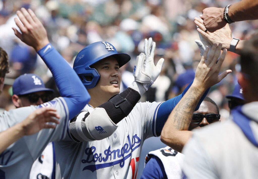 ナ・リーグの本塁打王争いでは先頭を走り、4年連続の30号まであと1本。右肘手術の影響で打者に専念する今季。(AFP)
