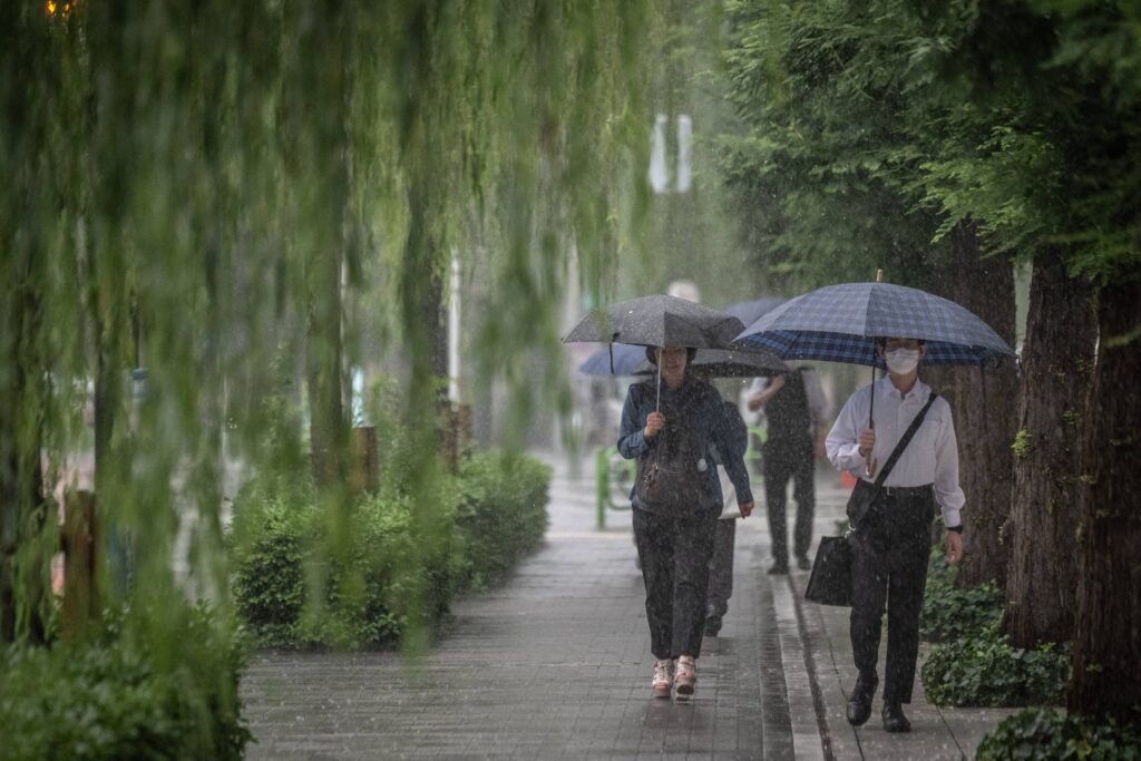 同県では午後１時すぎに発達した雨雲が連なる線状降水帯も発生し、土砂災害や低地の浸水、河川の氾濫に厳重な警戒が必要な状況が続いている。(AFP)