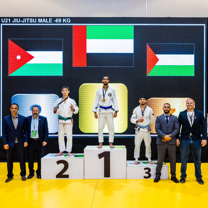 ヨルダンで開催されたJJAU西アジア地区選手権の初日、UAE柔術が15個のメダルを獲得し、圧倒的な強さを見せた。(提供)