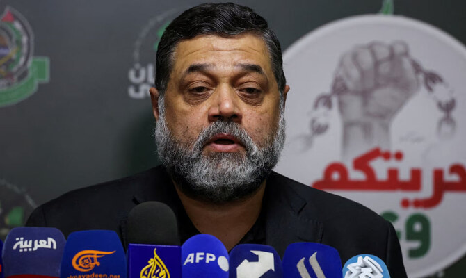 イスラエルとハマスの対立が続く中、記者会見するハマス幹部オサマ・ハムダン氏（2024年6月4日、レバノンのベイルートで）。(ロイター）